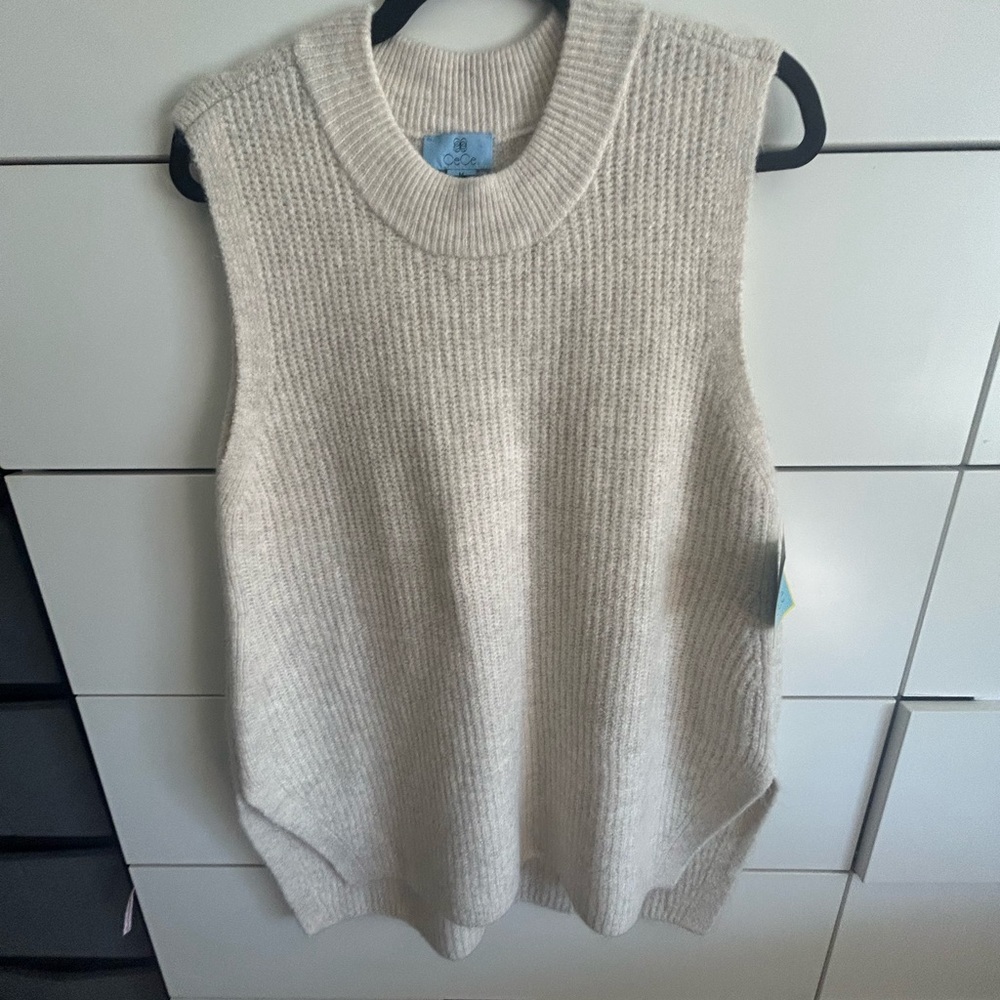 NWT CeCe Cream Sleeveless Sweater Knit Top - Picture 8 of 10